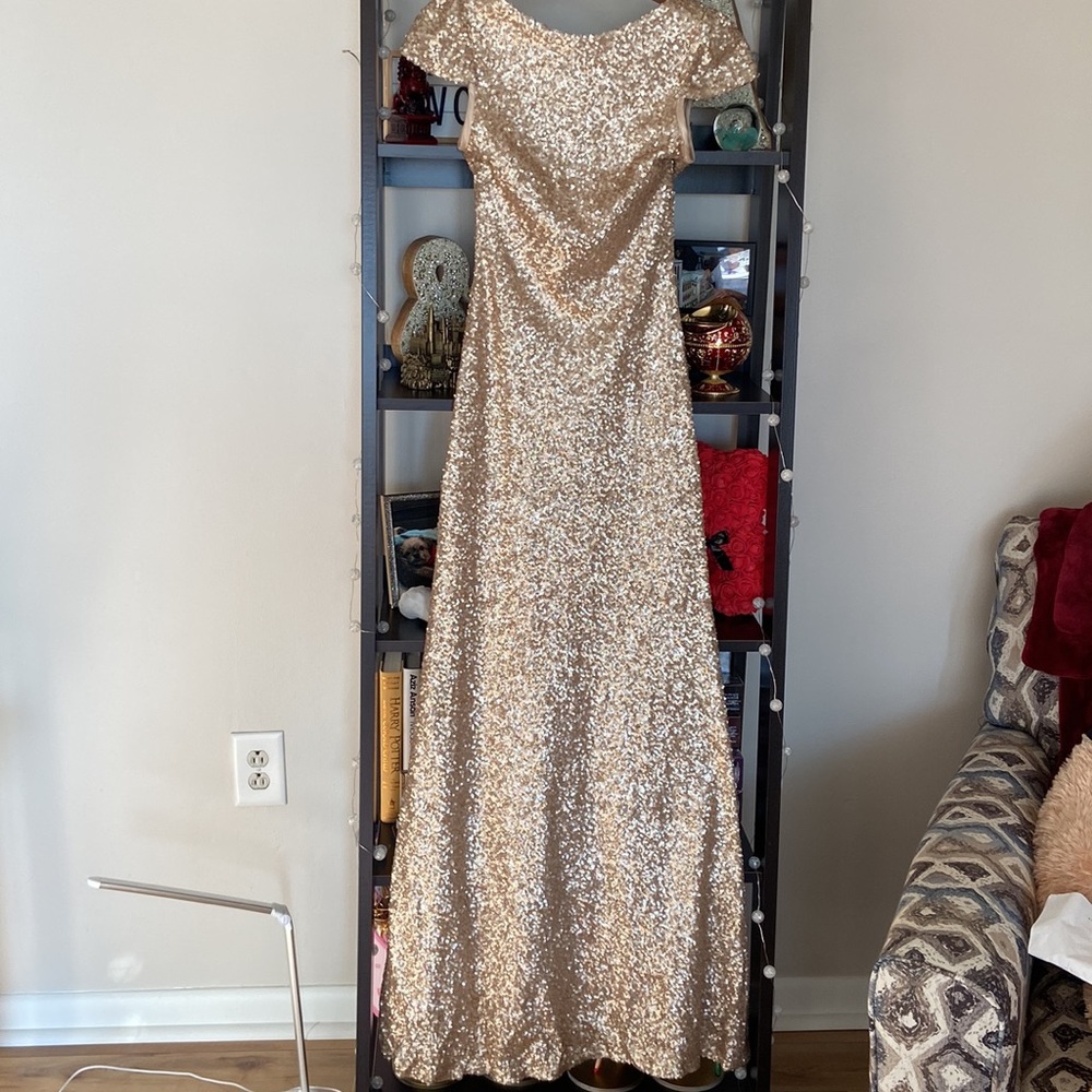 Sorella Vita Gold Sequin Cap Sleeve Dress